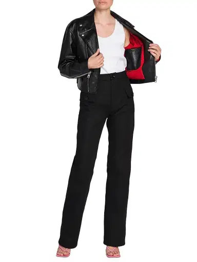 Bottega Veneta Women's Cropped Leather Moto Jacket - Black | Thumbnail 2 Bottega Veneta Women's Cropped Leather Moto Jacket - Black | Thumbnail 2