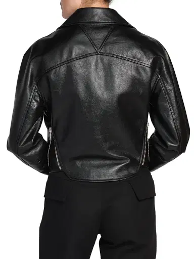 Bottega Veneta Women's Cropped Leather Moto Jacket - Black | Thumbnail 5 Bottega Veneta Women's Cropped Leather Moto Jacket - Black | Thumbnail 5