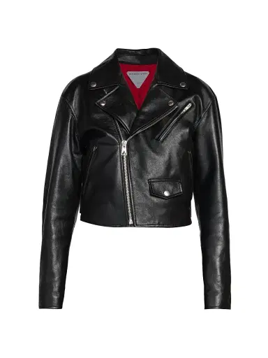 Bottega Veneta Women's Cropped Leather Moto Jacket - Black | Thumbnail 1 Bottega Veneta Women's Cropped Leather Moto Jacket - Black | Thumbnail 1