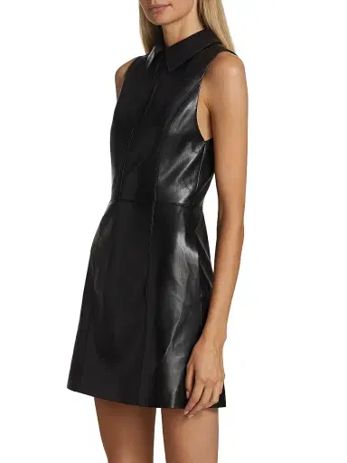 ALICE + OLIVIA Women's Ellis Zip-Front Vegan Leather Minidress - Black | Thumbnail 4 ALICE + OLIVIA Women's Ellis Zip-Front Vegan Leather Minidress - Black | Thumbnail 4