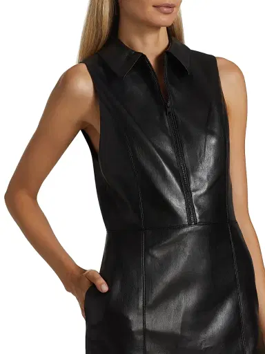 ALICE + OLIVIA Women's Ellis Zip-Front Vegan Leather Minidress - Black | Thumbnail 6 ALICE + OLIVIA Women's Ellis Zip-Front Vegan Leather Minidress - Black | Thumbnail 6