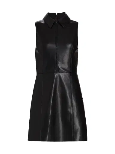 ALICE + OLIVIA Women's Ellis Zip-Front Vegan Leather Minidress - Black | Thumbnail 1 ALICE + OLIVIA Women's Ellis Zip-Front Vegan Leather Minidress - Black | Thumbnail 1