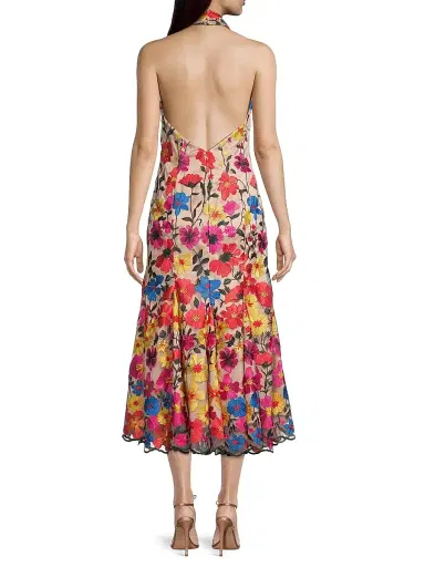 Milly Women's Penelope Floral Embroidered Halter Dress | Thumbnail 5 Milly Women's Penelope Floral Embroidered Halter Dress | Thumbnail 5