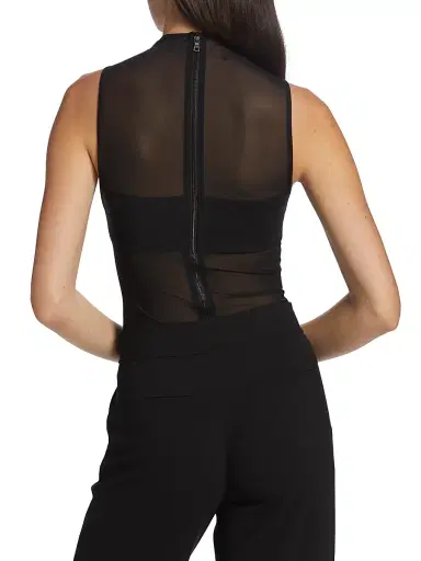 ALICE + OLIVIA Women's Nichol Mesh Mock Turtleneck Bodysuit - Black | Thumbnail 5 ALICE + OLIVIA Women's Nichol Mesh Mock Turtleneck Bodysuit - Black | Thumbnail 5