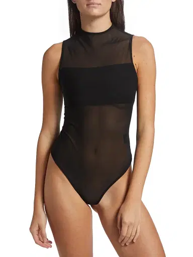 ALICE + OLIVIA Women's Nichol Mesh Mock Turtleneck Bodysuit - Black | Thumbnail 6 ALICE + OLIVIA Women's Nichol Mesh Mock Turtleneck Bodysuit - Black | Thumbnail 6