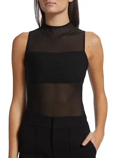 ALICE + OLIVIA Women's Nichol Mesh Mock Turtleneck Bodysuit - Black | Thumbnail 7 ALICE + OLIVIA Women's Nichol Mesh Mock Turtleneck Bodysuit - Black | Thumbnail 7