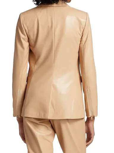 ALICE + OLIVIA Women's Macey Faux Leather Blazer - Almond | Thumbnail 5 ALICE + OLIVIA Women's Macey Faux Leather Blazer - Almond | Thumbnail 5