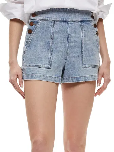 Alice + Olivia Women's Donald Button Denim Shorts | Thumbnail 6 Alice + Olivia Women's Donald Button Denim Shorts | Thumbnail 6