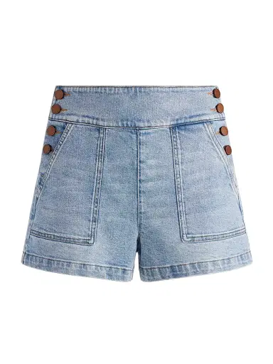 Alice + Olivia Women's Donald Button Denim Shorts | Thumbnail 1 Alice + Olivia Women's Donald Button Denim Shorts | Thumbnail 1