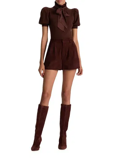ALICE + OLIVIA Women's Chase Puff-SleeveTop - Dark Chocolate | Thumbnail 2 ALICE + OLIVIA Women's Chase Puff-SleeveTop - Dark Chocolate | Thumbnail 2