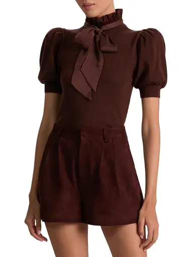 ALICE + OLIVIA Women's Chase Puff-SleeveTop - Dark Chocolate | Thumbnail 3 ALICE + OLIVIA Women's Chase Puff-SleeveTop - Dark Chocolate | Thumbnail 3