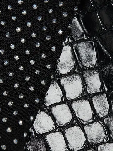 ALICE + OLIVIA Women's Chara Crocodile-Embossed Faux Leather Minidress - Black | Thumbnail 7 ALICE + OLIVIA Women's Chara Crocodile-Embossed Faux Leather Minidress - Black | Thumbnail 7