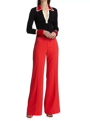 ALICE + OLIVIA Women's Dylan High-Waisted Wide-Leg Pants - Bright Poppy | Thumbnail 2 ALICE + OLIVIA Women's Dylan High-Waisted Wide-Leg Pants - Bright Poppy | Thumbnail 2