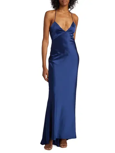 ALICE + OLIVIA Women's Montana V-Neck Slip Gown - Azure | Thumbnail 2 ALICE + OLIVIA Women's Montana V-Neck Slip Gown - Azure | Thumbnail 2
