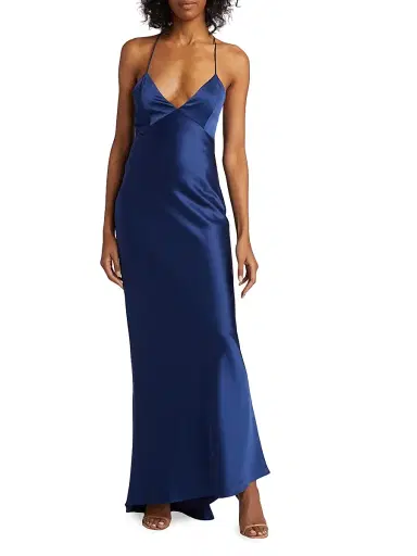 ALICE + OLIVIA Women's Montana V-Neck Slip Gown - Azure | Thumbnail 3 ALICE + OLIVIA Women's Montana V-Neck Slip Gown - Azure | Thumbnail 3