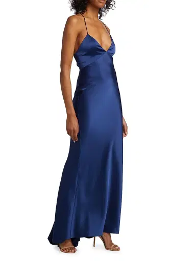 ALICE + OLIVIA Women's Montana V-Neck Slip Gown - Azure | Thumbnail 4 ALICE + OLIVIA Women's Montana V-Neck Slip Gown - Azure | Thumbnail 4
