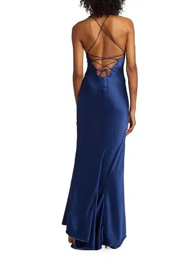 ALICE + OLIVIA Women's Montana V-Neck Slip Gown - Azure | Thumbnail 5 ALICE + OLIVIA Women's Montana V-Neck Slip Gown - Azure | Thumbnail 5