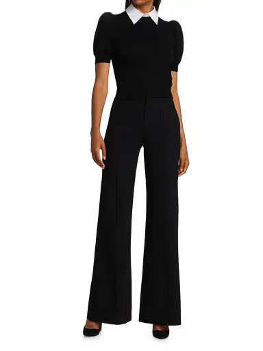 ALICE + OLIVIA Women's Chase Puff-Sleeve Sweater - Black White | Thumbnail 2 ALICE + OLIVIA Women's Chase Puff-Sleeve Sweater - Black White | Thumbnail 2