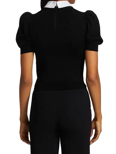 ALICE + OLIVIA Women's Chase Puff-Sleeve Sweater - Black White | Thumbnail 5 ALICE + OLIVIA Women's Chase Puff-Sleeve Sweater - Black White | Thumbnail 5