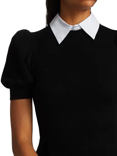 ALICE + OLIVIA Women's Chase Puff-Sleeve Sweater - Black White | Thumbnail 6 ALICE + OLIVIA Women's Chase Puff-Sleeve Sweater - Black White | Thumbnail 6