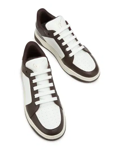 Giuseppe Zanotti Men's Colorblocked Leather Low-Top Sneakers - White Brown | Thumbnail 4 Giuseppe Zanotti Men's Colorblocked Leather Low-Top Sneakers - White Brown | Thumbnail 4