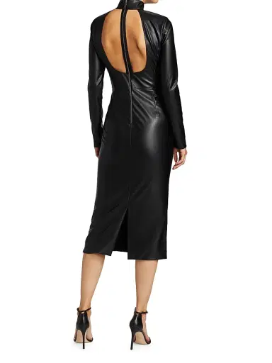 ALICE + OLIVIA Women's Delora Vegan Leather Bodycon Midi Dress - Black | Thumbnail 5 ALICE + OLIVIA Women's Delora Vegan Leather Bodycon Midi Dress - Black | Thumbnail 5
