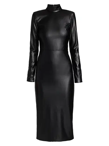 ALICE + OLIVIA Women's Delora Vegan Leather Bodycon Midi Dress - Black | Thumbnail 1 ALICE + OLIVIA Women's Delora Vegan Leather Bodycon Midi Dress - Black | Thumbnail 1