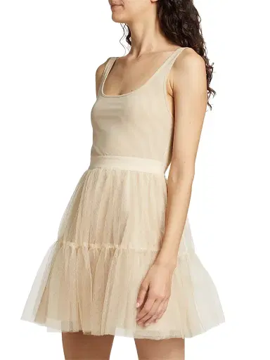 ALICE + OLIVIA Women's Chara Tiered Tulle Minidress - Champagne | Thumbnail 4 ALICE + OLIVIA Women's Chara Tiered Tulle Minidress - Champagne | Thumbnail 4