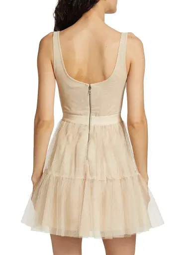 ALICE + OLIVIA Women's Chara Tiered Tulle Minidress - Champagne | Thumbnail 5 ALICE + OLIVIA Women's Chara Tiered Tulle Minidress - Champagne | Thumbnail 5