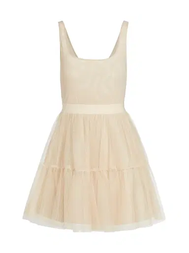 ALICE + OLIVIA Women's Chara Tiered Tulle Minidress - Champagne | Thumbnail 1 ALICE + OLIVIA Women's Chara Tiered Tulle Minidress - Champagne | Thumbnail 1