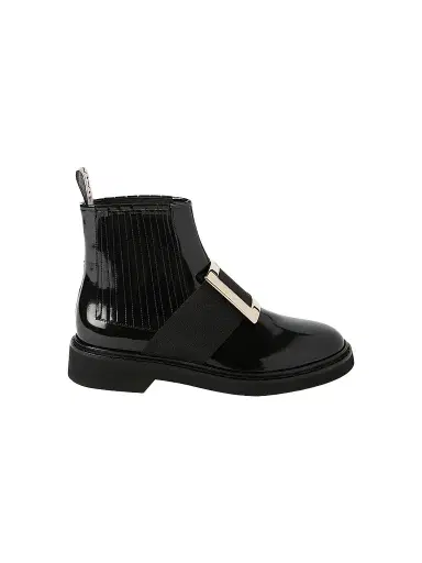 Roger Vivier Women's Viv Rangers Patent Leather Chelsea Boots - Black - Size 12 | Thumbnail 1 Roger Vivier Women's Viv Rangers Patent Leather Chelsea Boots - Black - Size 12 | Thumbnail 1