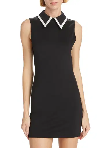 ALICE + OLIVIA Women's Wynell Tipped Collar Minidress - Black Off White | Thumbnail 3 ALICE + OLIVIA Women's Wynell Tipped Collar Minidress - Black Off White | Thumbnail 3