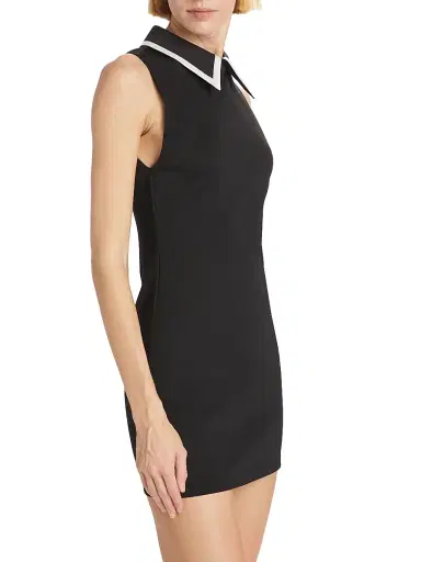 ALICE + OLIVIA Women's Wynell Tipped Collar Minidress - Black Off White | Thumbnail 4 ALICE + OLIVIA Women's Wynell Tipped Collar Minidress - Black Off White | Thumbnail 4
