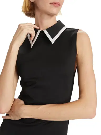 ALICE + OLIVIA Women's Wynell Tipped Collar Minidress - Black Off White | Thumbnail 6 ALICE + OLIVIA Women's Wynell Tipped Collar Minidress - Black Off White | Thumbnail 6