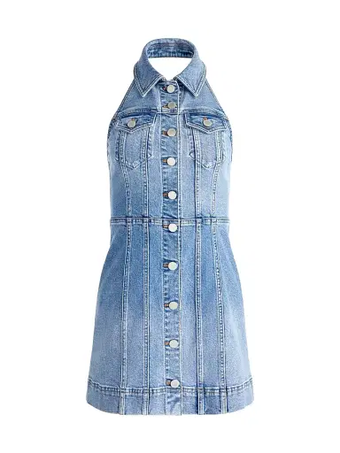 ALICE + OLIVIA Women's Kendall Denim Halter Minidress - Ivy Blue | Thumbnail 1 ALICE + OLIVIA Women's Kendall Denim Halter Minidress - Ivy Blue | Thumbnail 1