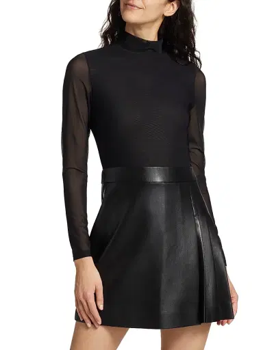 ALICE + OLIVIA Women's Chara Mixed-Media Minidress - Black | Thumbnail 3 ALICE + OLIVIA Women's Chara Mixed-Media Minidress - Black | Thumbnail 3