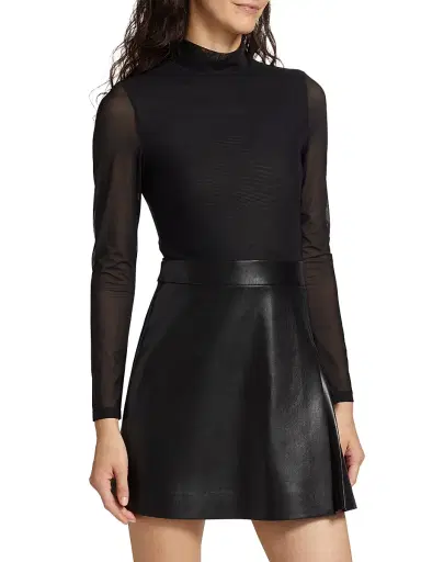ALICE + OLIVIA Women's Chara Mixed-Media Minidress - Black | Thumbnail 4 ALICE + OLIVIA Women's Chara Mixed-Media Minidress - Black | Thumbnail 4