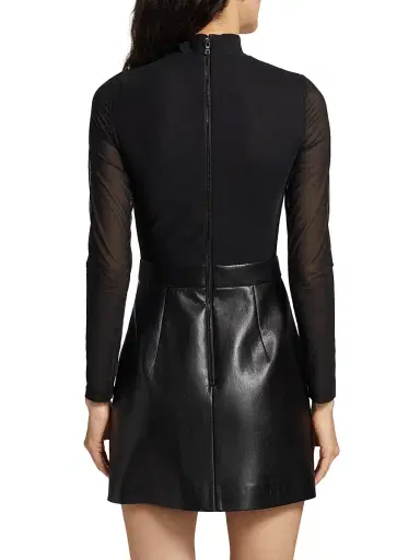 ALICE + OLIVIA Women's Chara Mixed-Media Minidress - Black | Thumbnail 5 ALICE + OLIVIA Women's Chara Mixed-Media Minidress - Black | Thumbnail 5