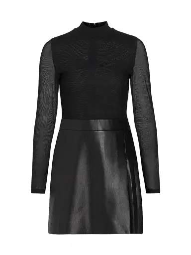 ALICE + OLIVIA Women's Chara Mixed-Media Minidress - Black | Thumbnail 1 ALICE + OLIVIA Women's Chara Mixed-Media Minidress - Black | Thumbnail 1