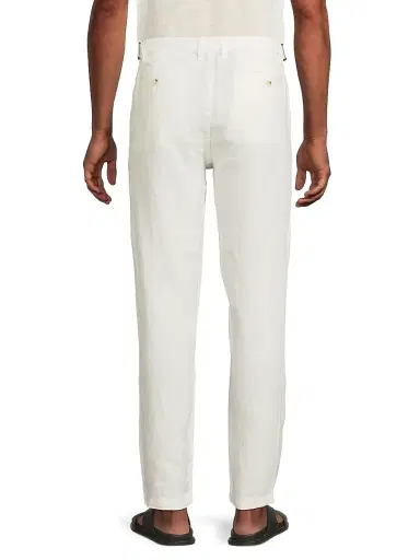 Onia Men's Linen Flat-Front Trousers - White | Thumbnail 5 Onia Men's Linen Flat-Front Trousers - White | Thumbnail 5