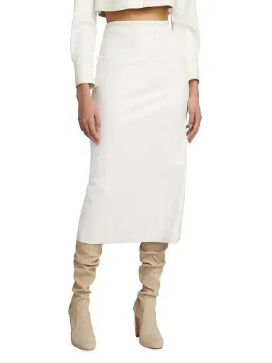 ALICE + OLIVIA Women's Maeve Vegan Leather Slip Skirt - Off White | Thumbnail 3 ALICE + OLIVIA Women's Maeve Vegan Leather Slip Skirt - Off White | Thumbnail 3