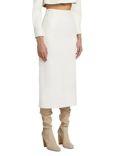 ALICE + OLIVIA Women's Maeve Vegan Leather Slip Skirt - Off White | Thumbnail 4 ALICE + OLIVIA Women's Maeve Vegan Leather Slip Skirt - Off White | Thumbnail 4