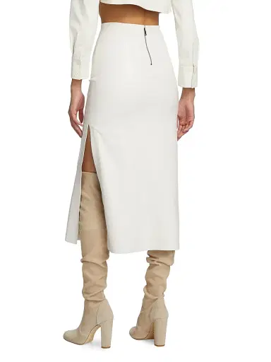 ALICE + OLIVIA Women's Maeve Vegan Leather Slip Skirt - Off White | Thumbnail 5 ALICE + OLIVIA Women's Maeve Vegan Leather Slip Skirt - Off White | Thumbnail 5