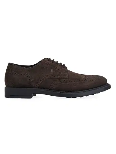 Tod's Men's Perforated Suede Derbys - Dark Brown | Thumbnail 1 Tod's Men's Perforated Suede Derbys - Dark Brown | Thumbnail 1