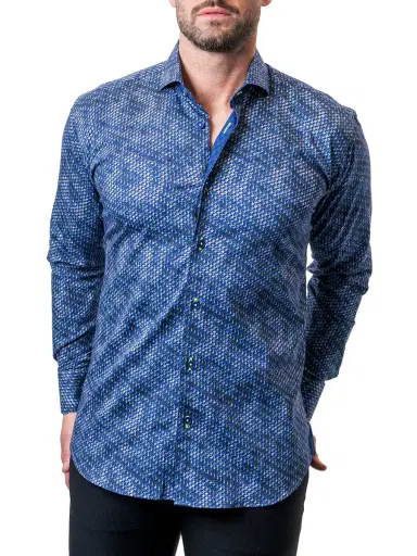 Maceoo Men's Einstein Ripples Shirt - Blue | Thumbnail 4 Maceoo Men's Einstein Ripples Shirt - Blue | Thumbnail 4