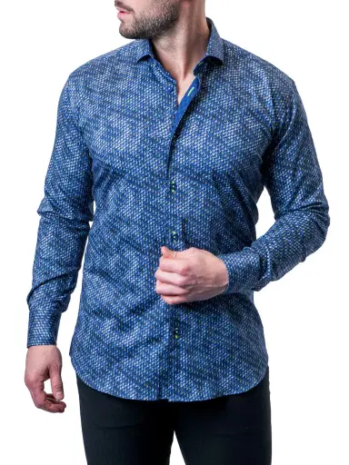 Maceoo Men's Einstein Ripples Shirt - Blue | Thumbnail 1 Maceoo Men's Einstein Ripples Shirt - Blue | Thumbnail 1