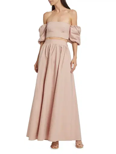 susana monaco Women's Cotton Poplin Maxi Skirt - Chamoisee | Thumbnail 2 susana monaco Women's Cotton Poplin Maxi Skirt - Chamoisee | Thumbnail 2