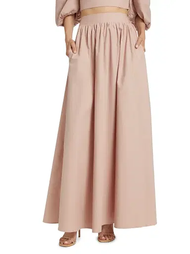 susana monaco Women's Cotton Poplin Maxi Skirt - Chamoisee | Thumbnail 3 susana monaco Women's Cotton Poplin Maxi Skirt - Chamoisee | Thumbnail 3