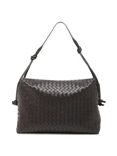 Bottega Veneta Men's Medium Loop Intrecciato Leather Weekender Bag - Fondant Brass | Thumbnail 1 Bottega Veneta Men's Medium Loop Intrecciato Leather Weekender Bag - Fondant Brass | Thumbnail 1