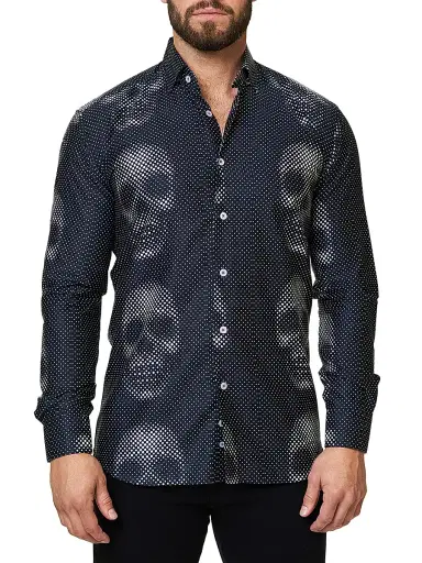 Maceoo Men's Luxor Funky Skull Shirt - Black | Thumbnail 2 Maceoo Men's Luxor Funky Skull Shirt - Black | Thumbnail 2